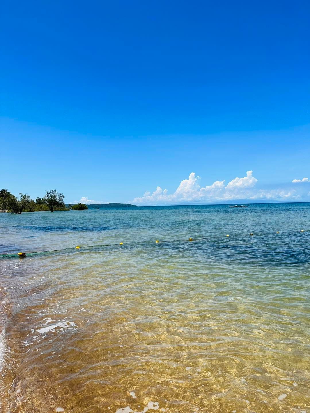Calm shallows along the shore at high tide